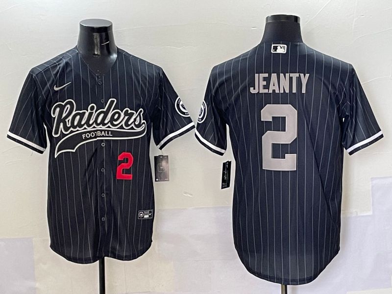 Men 2025 Oakland Raiders #2 Jeanty Black Stripe Joint Name Nike Limited NFL Jersey style 2